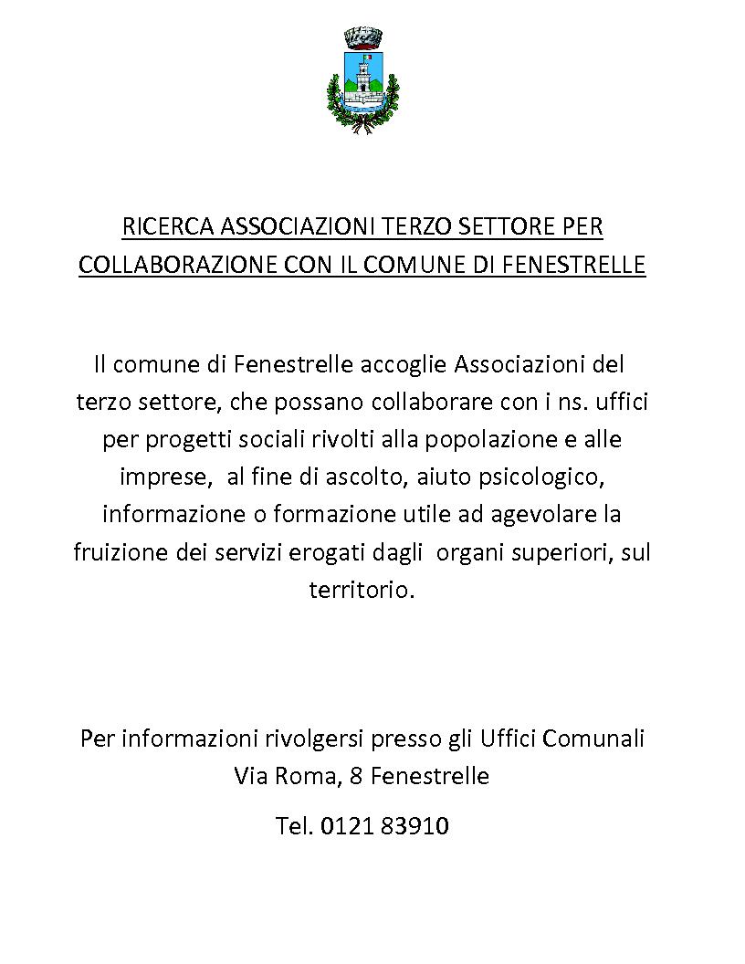 Invito alle Associazioni del terzo settore