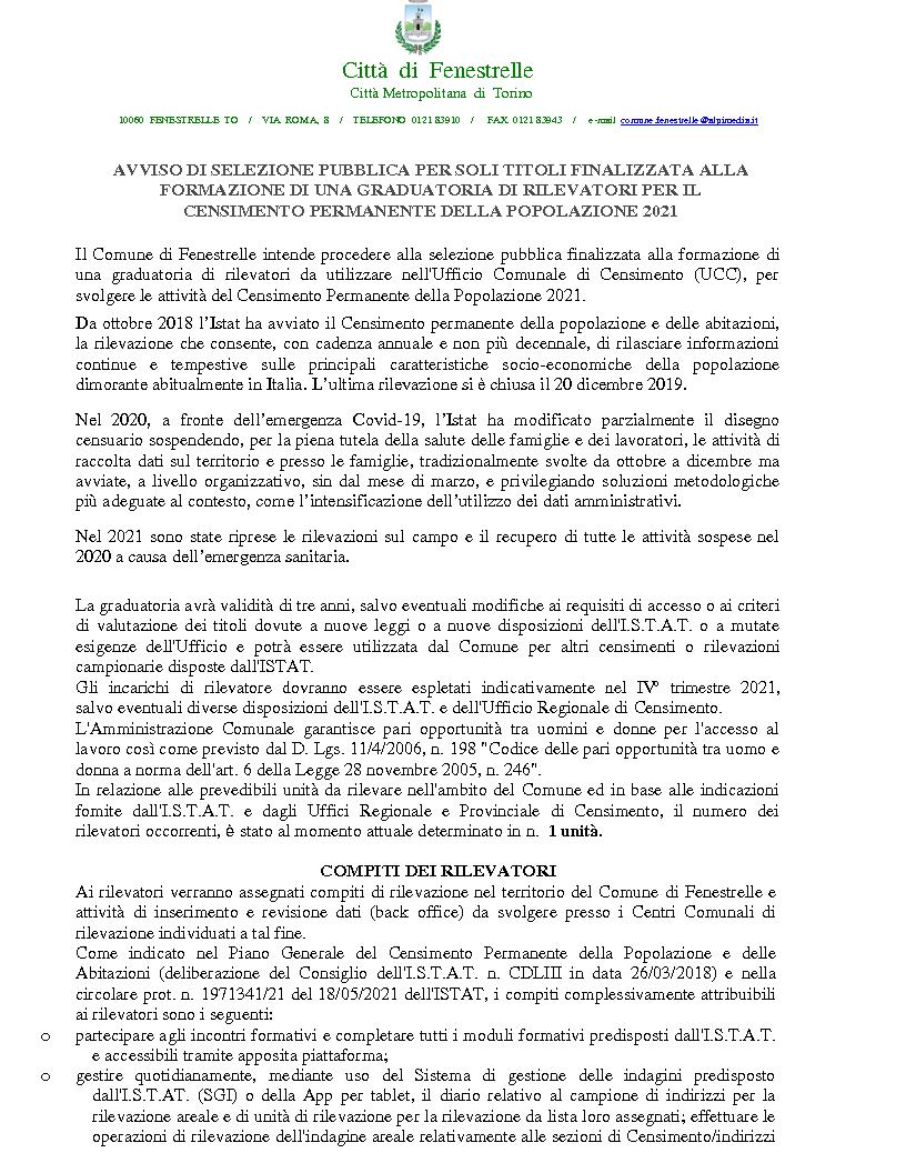 AVVISO SELEZIONE